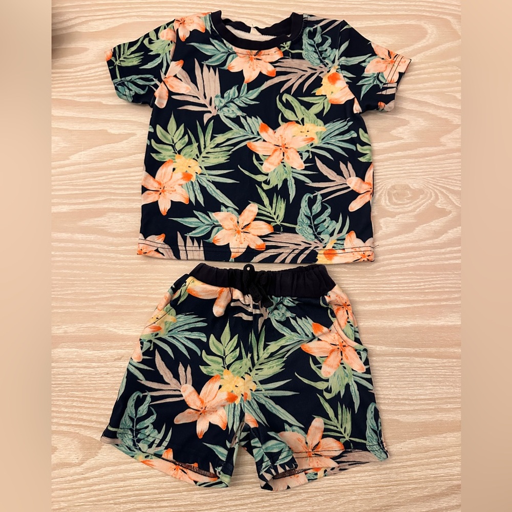 Soft tropical matching shorts and tee - 2T